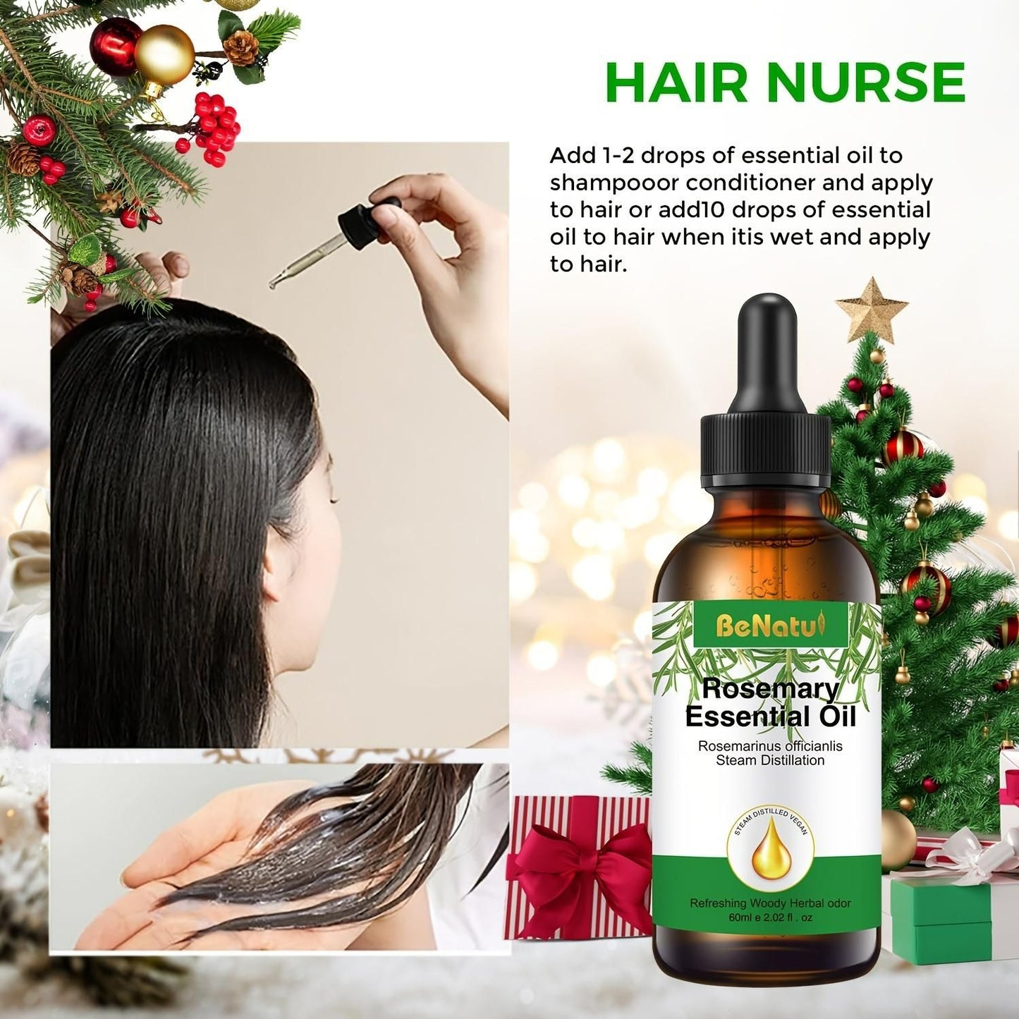 Organic Rosemary Essential Oil for Hair 60ml Pack of 2